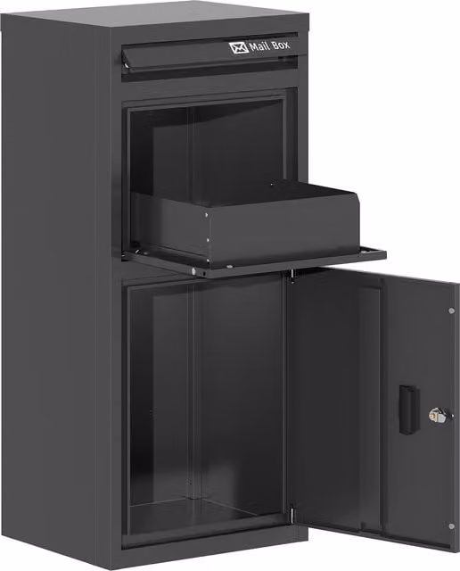 Birchtree Lockable Metal Parcel Drop Box, Black, Grey and Anthracite, W: 58 cm, H: 101 cm