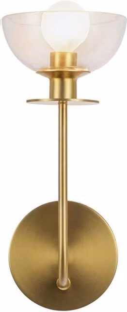 Netlighting Alora Mood Sylvia Contemporary Wall Lamp in Brushed Gold with Glass Dome and E14 Socket