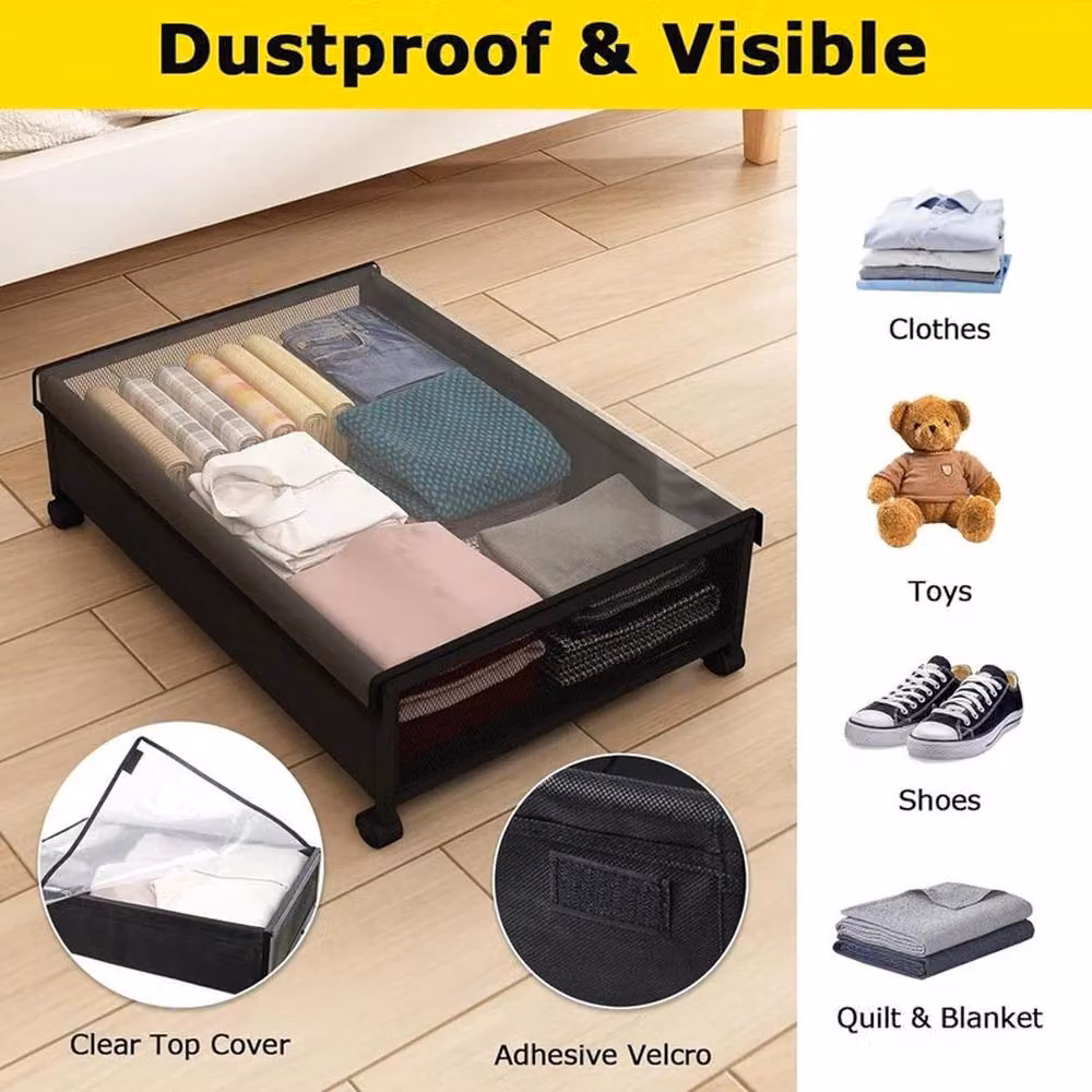 EONLION Underbed Storage Box on Wheels in Black – 5