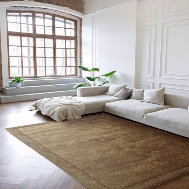 The Rug Shop UK Green Handmade Modern Plain Border Area Rug W: 160 cm, D: 230 cm – 1