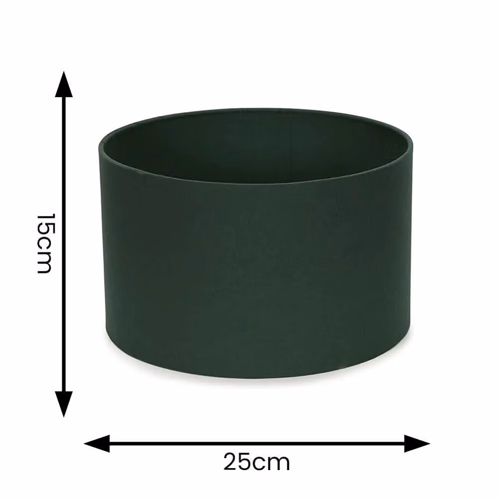 ValueLights Reni Pair of Modern Green and Black Fabric Drum Ceiling Lamp Shades, W: 25 cm, H: 15 cm – 3