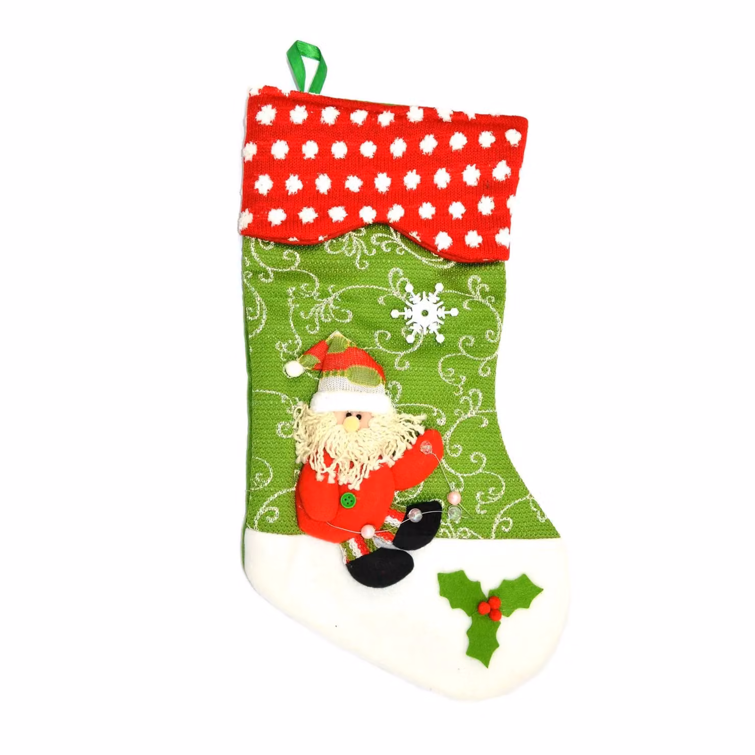 Shatchi Traditional Luxury Christmas Stocking in Green and Multicolour, 50 cm – 2