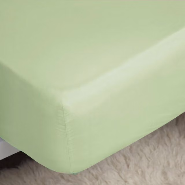 Belledorm 200 Thread Count Cotton Percale Extra Deep Fitted Sheet, Green, W/D/H: 180 x 200 x 38.1 cm