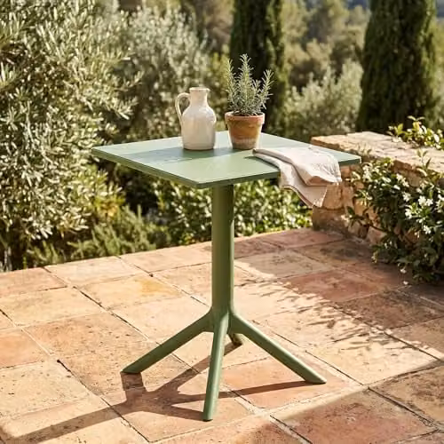 Core Products Rimini Bistro Dining Table for Garden and Patio, Square W/D/H: 60 x 60 x 75 cm, White and Green – 2