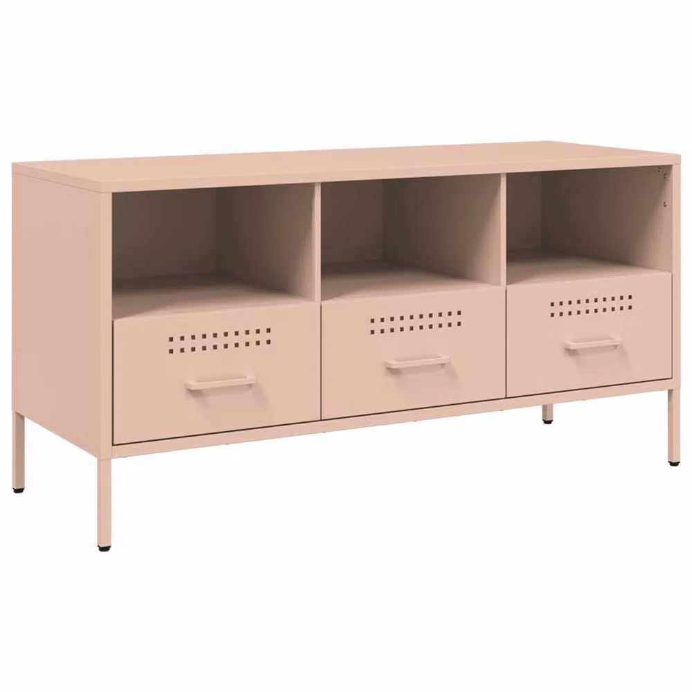 Berkfield Home Modern Pink Metal TV Cabinet W: 100.5 cm, D: 39 cm, H: 50.5 cm – 3