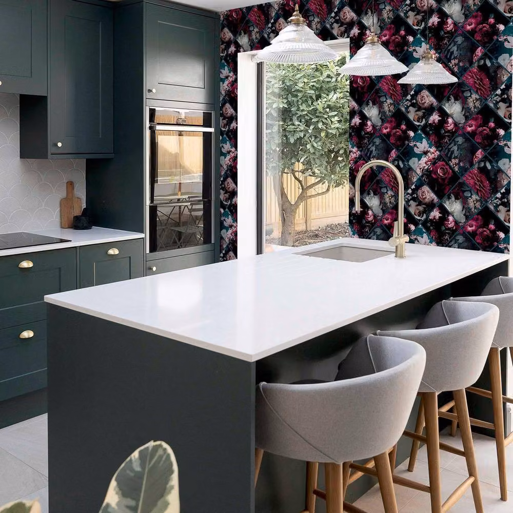 Arthouse Floral Collage Botanical Wallpaper in Purple and Petrol – 3