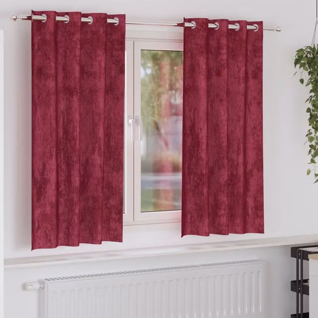 Berkfield Home Velvet Eyelet Curtains, 2 Pack, Red, H 175 cm x W 140 cm – 1