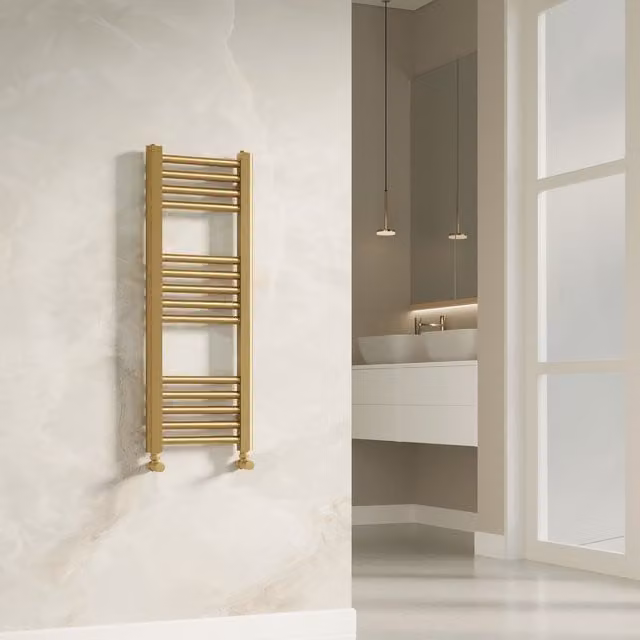 Banyetti Aureli Brushed Brass Ladder Towel Rail Radiator in Gold, W/H: 30 x 80 cm