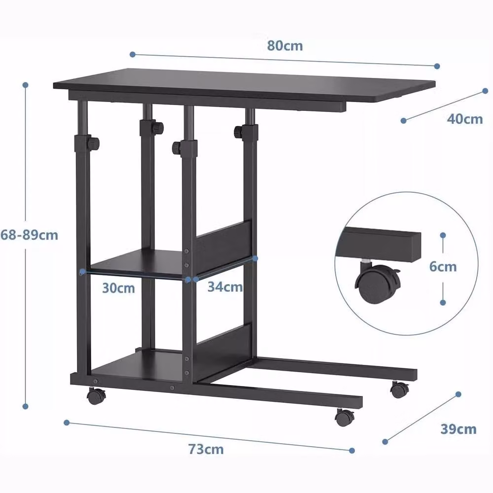 Dprodo Height Adjustable C-Shape Movable Laptop Desk in Black, W/D/H: 40 x 68 x 80 cm – 2