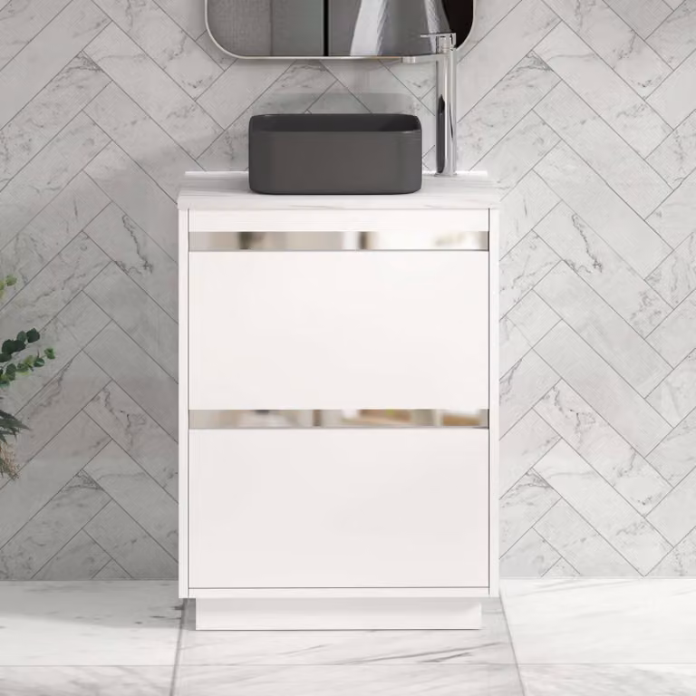Royal Bathrooms Orion 800mm Matt White Floor Standing Countertop Vanity Unit with 2 Drawers and Art Square Basin