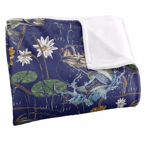 JQ Licensing Bass Fishing Tiki Super Soft Fleece Throw Blanket, Blue Multicolour, W: 91.44 cm, L: 147 cm – 3