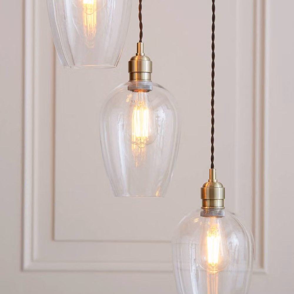 Netlighting Livorno Cluster Pendant Light in Gold and Brass with Transparent Glass, 7 x E27 LED – 3