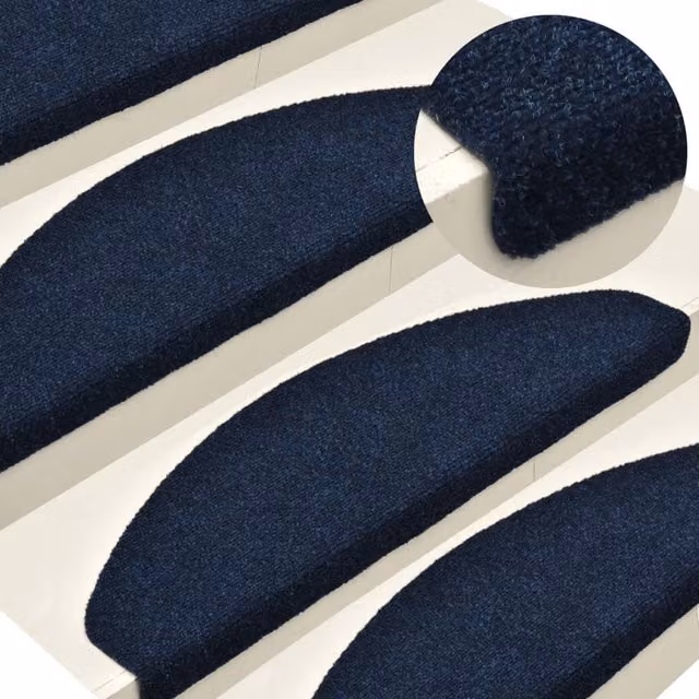 Berkfield Home Self-adhesive Stair Mats, 10 Pack, Navy Blue, W/D/H: 65 x 21 x 4 cm – 1