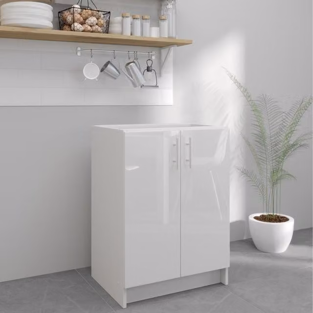 JD Greta Modern White Gloss Kitchen Base Unit, Width: 60 cm
