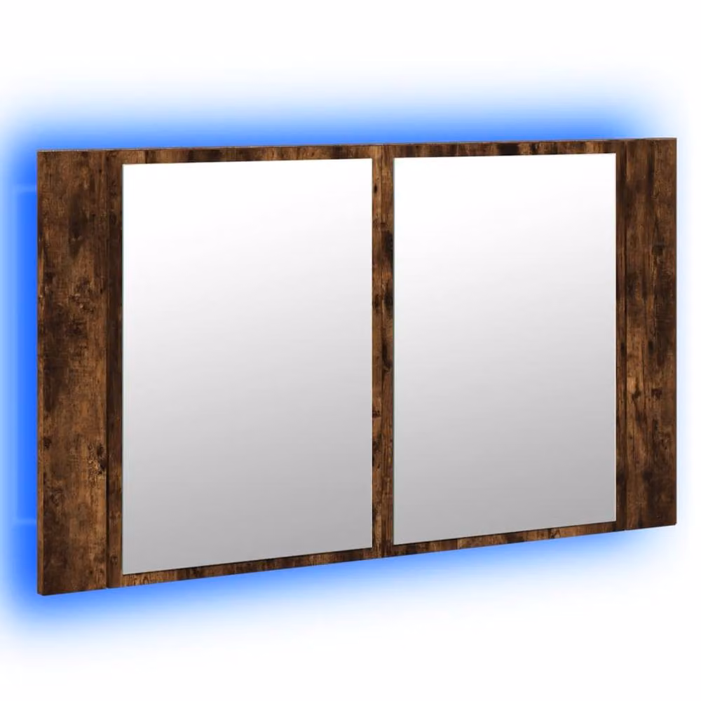 Berkfield Home LED Bathroom Mirror Cabinet in Smoked Oak Brown, W/D/H: 80 x 12 x 45 cm – 5