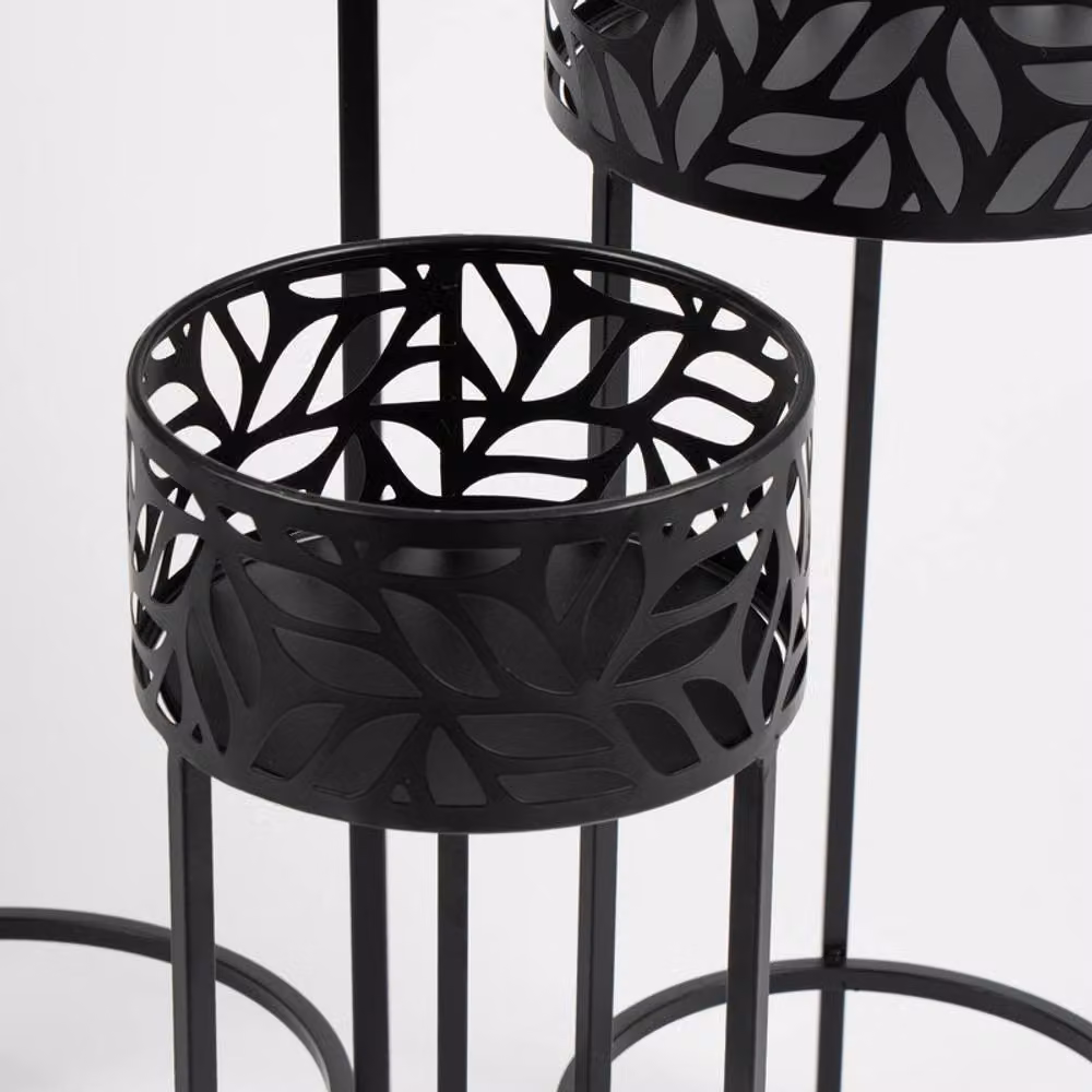 Scottish Everlastings Ltd Set of 3 Modern Metal Cutout Plant Stands in Matt Black – 2