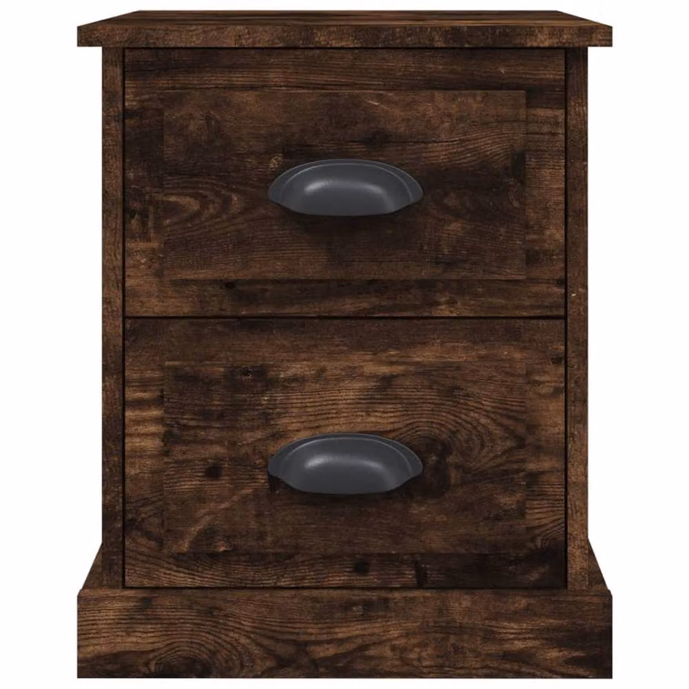 Berkfield Home Set of 2 Durable Bedside Cabinets in Smoked Oak Brown, W/D/H: 39 x 39 x 47.5 cm – 6
