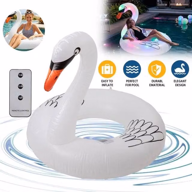 FLAVORA Solar Powered Large Inflatable Swan Pool in White – 1