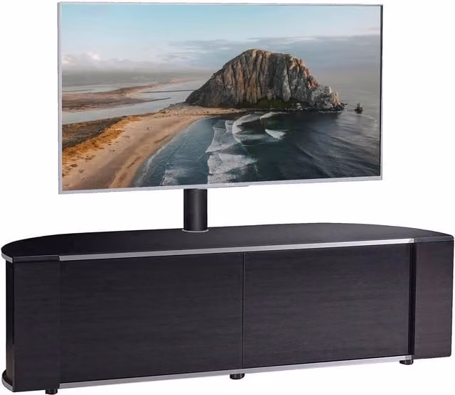 MDA Designs Sirius 1600 TV Cabinet in Matt Black with Glass, W: 160 cm, D: 48 cm, H: 45 cm