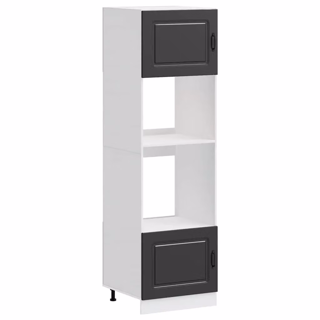 Berkfield Home Lucca Black Matt Engineered Wood Freestanding Kitchen Appliance Housing Units with Hinged Doors and Internal Shelves, 2 Pack – 2