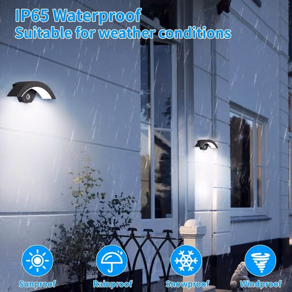 Goeco 24 W LED Outdoor Wall Floodlight with Motion Sensor, IP65 Waterproof, 6500 K Cool White, Black – 2