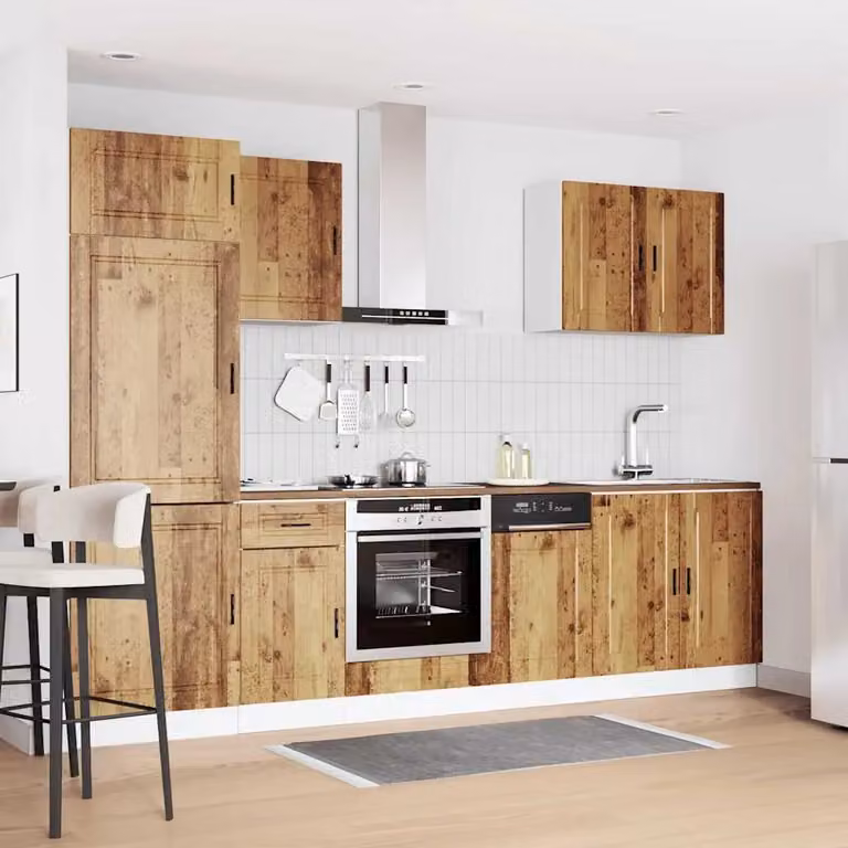 Berkfield Home Kalmar 7 Piece Rustic Kitchen Cabinet Set in Brown Engineered Wood