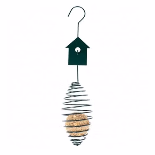 Homescapes Metal Spring Bird Feeder with Bird Decoration in Green