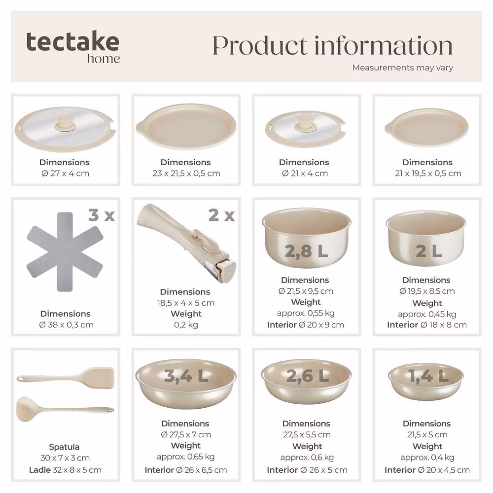 tectake Kitchen Starter Set Una/Genua Multicolour – 4