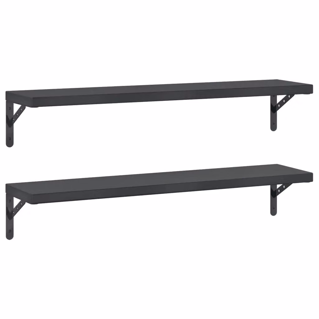 Berkfield Home Black Stainless Steel Wall Mounted Shelves, 2 Pack, W: 100 cm, D: 23.5 cm – 2