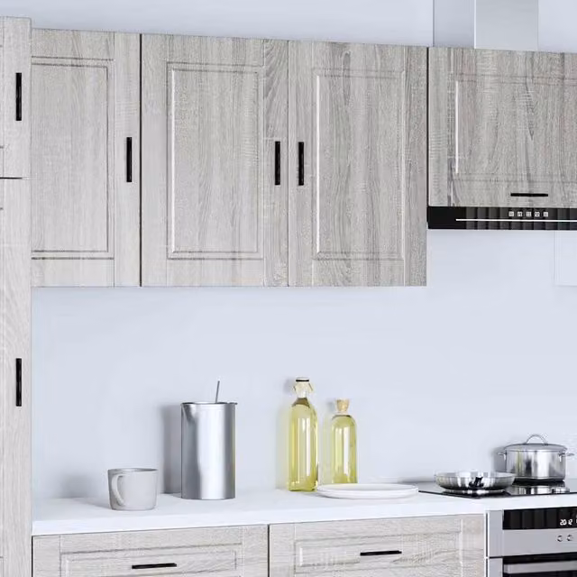 Berkfield Home Porto Grey Sonoma Kitchen Wall Cabinet with Internal Shelves and Hinged Doors, W/D/H: 60.0 x 31.0 x 80.0 cm