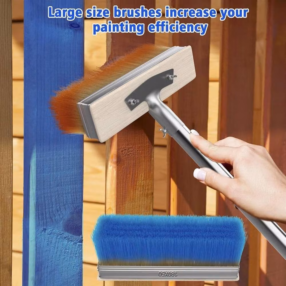 PAWNORA Long Handle Decking Paint Brush with 2 Heads in Silver – 3
