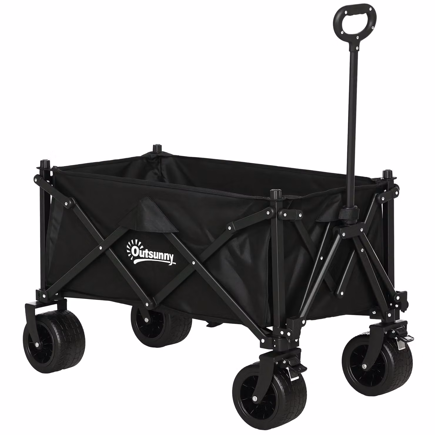 OUTSUNNY Foldable Garden Cart Outdoor Utility Wagon with Carry Bag in Black – 2