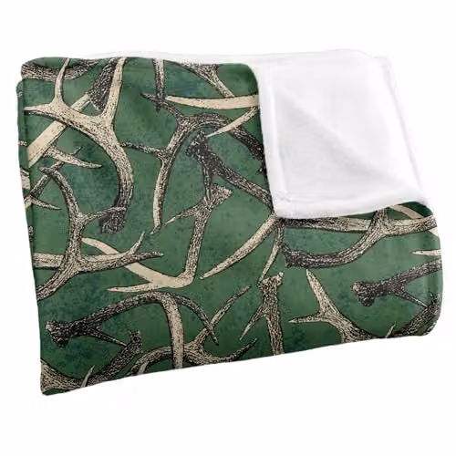 JQ Licensing Deer Antlers Hunting Pattern Super Soft Fleece Throw Blanket, W/D/H: 91 x 147 cm, Multicolour – 2