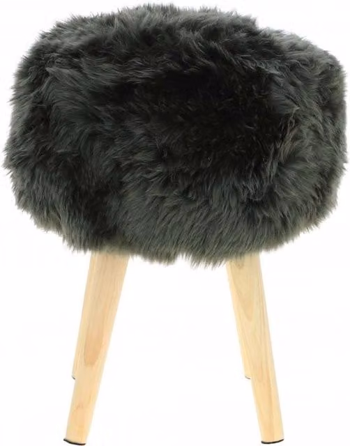 NZ Stool New Zealand Sheepskin Stool in Cypress with Ashwood Legs