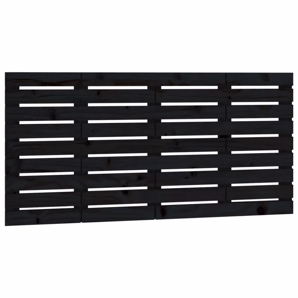Berkfield Home Black Rustic Solid Pine Wall Mount Headboard W: 126 cm, D: 3 cm, H: 63 cm – 2