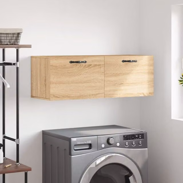 Berkfield Home Sonoma Oak Wall Cabinet in Brown, W: 100 cm, D: 36.5 cm, H: 35 cm – 1