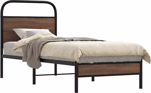 Berkfield Home Classic Bed Frame in Brown Oak, W/D/H: 80 x 200 cm