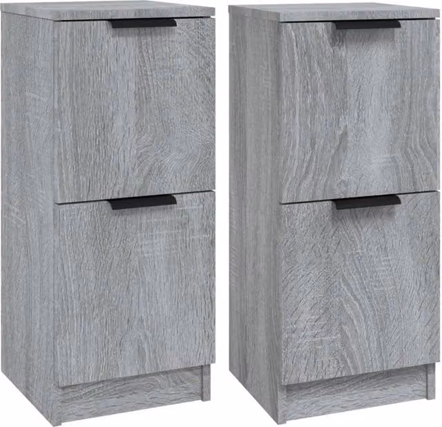 Berkfield Home Set of 2 Grey Sonoma Sideboards in Engineered Wood, W/D/H: 30 x 30 x 70 cm