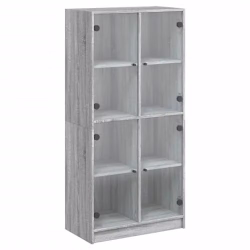 vidaXL Modern Grey Sonoma Highboard with Doors and Storage Cabinet