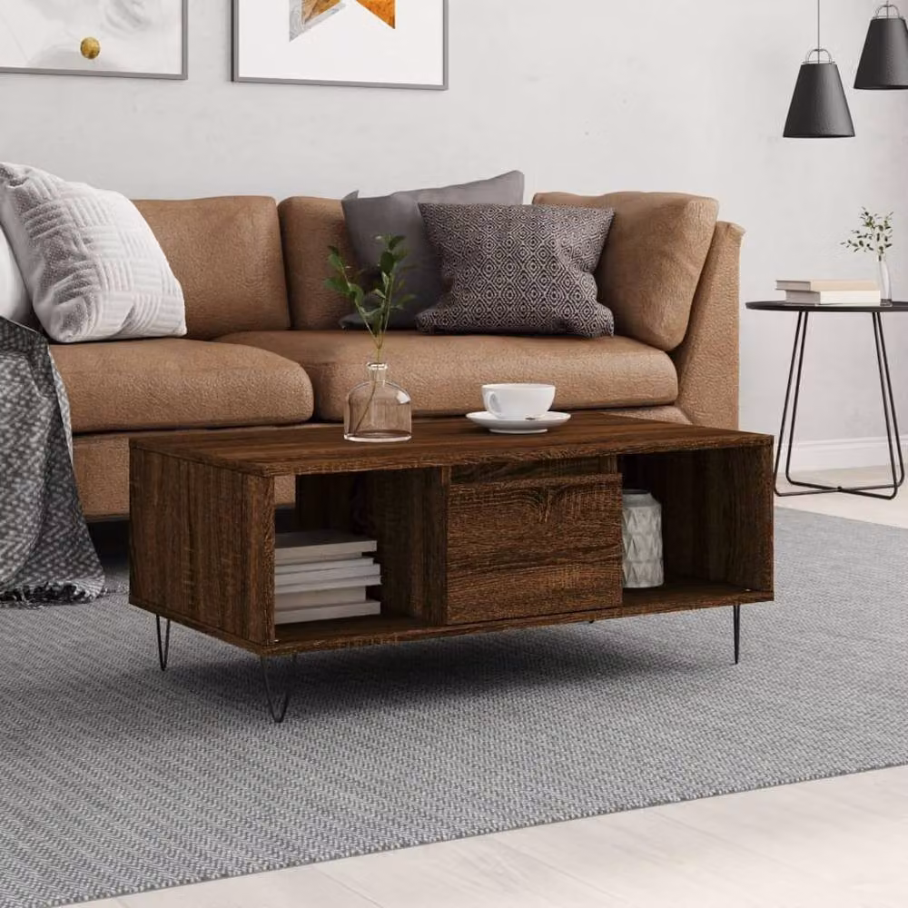 Berkfield Home Brown Oak Coffee Table, W/D/H: 90 x 50 x 36.5 cm – 2