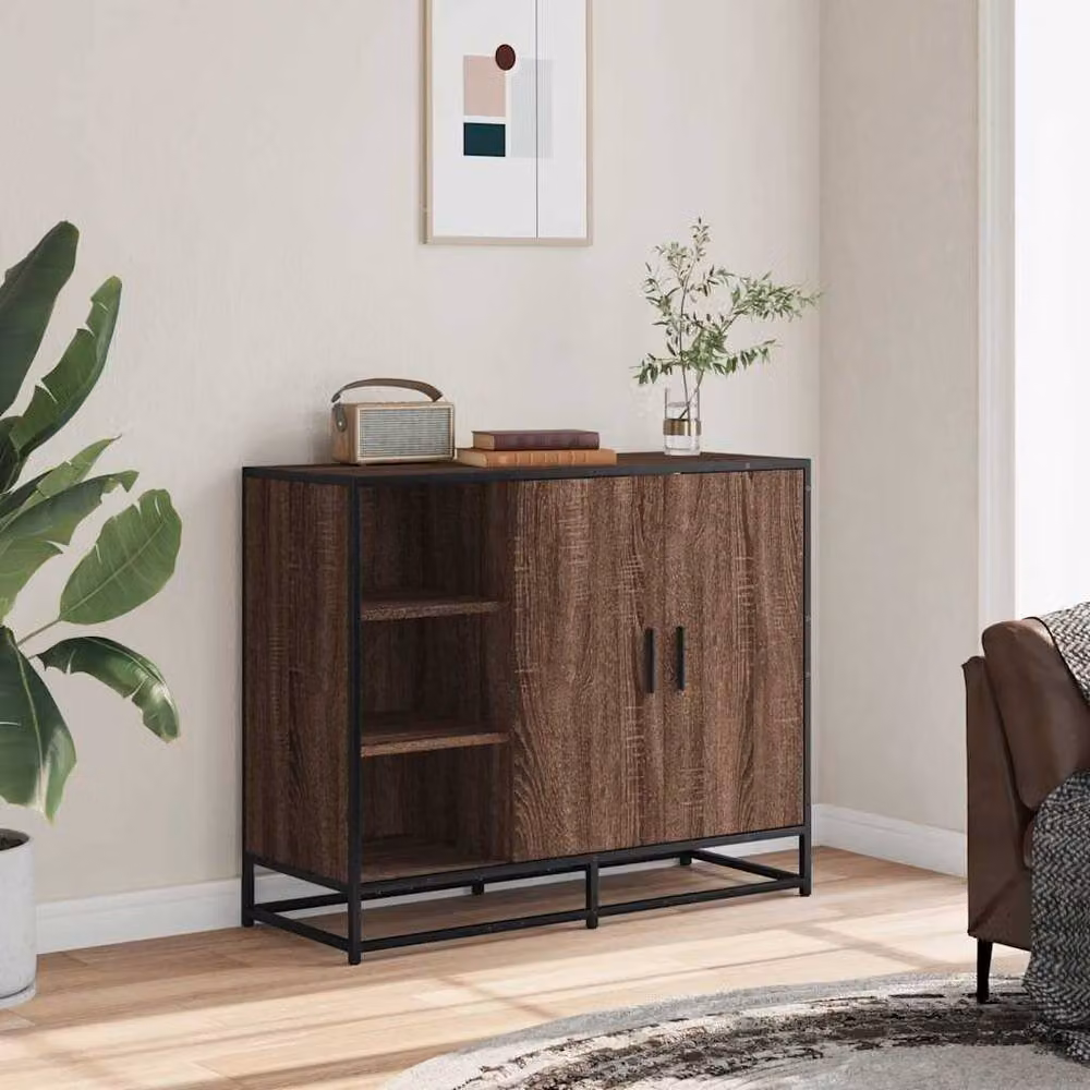 Berkfield Home Brown Oak Sideboard W/D/H: 92 x 35 x 76 cm – 2