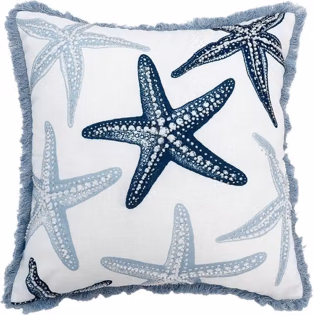 Divante Starfish Square Cushion in Blue and White