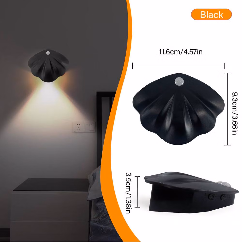 INMTFEI Rechargeable Motion Sensor Wall Light, Dimmable Black Shell Night Light for Stairs, Hallway and Bedroom – 6