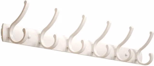 FORGEVIO White Aluminium 6-Hook Door Coat Rack, Width: 50 cm