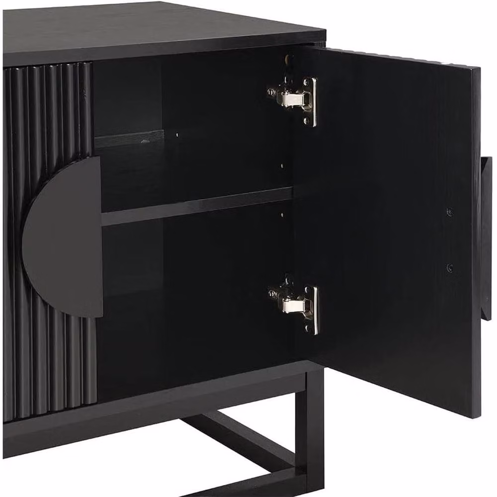 FLAVORA Single-Fluted 2 Door Storage Cabinet with Internal Shelves and Steel Legs in Black – 3