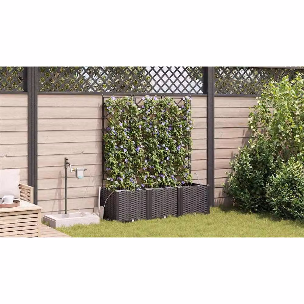 Berkfield Home Garden Planters with Water Irrigation System, 3 Piece Set, Black – 3