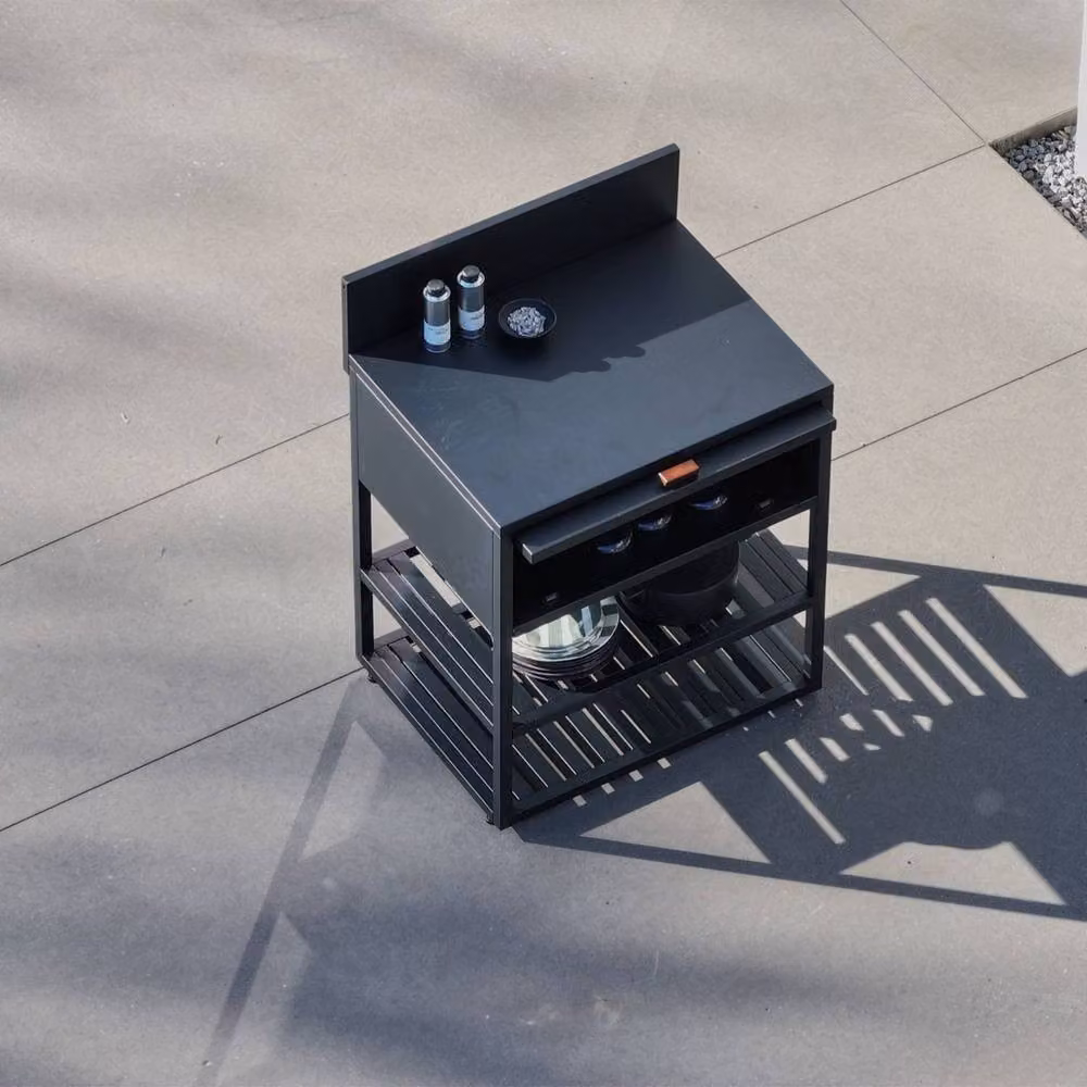 sweeek Modern Outdoor Kitchen Steel Base Unit in Matt Black, Width: 80 cm – 5