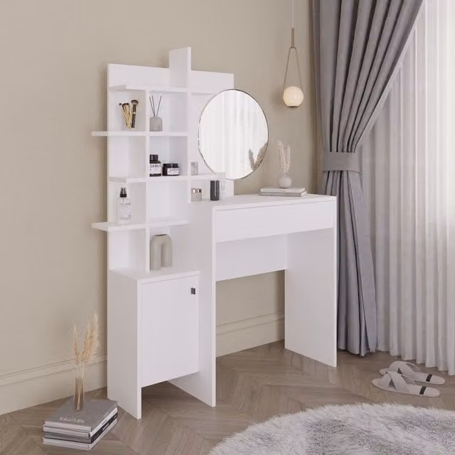 GFW Freyja Modern Rectangular Dressing Table in White