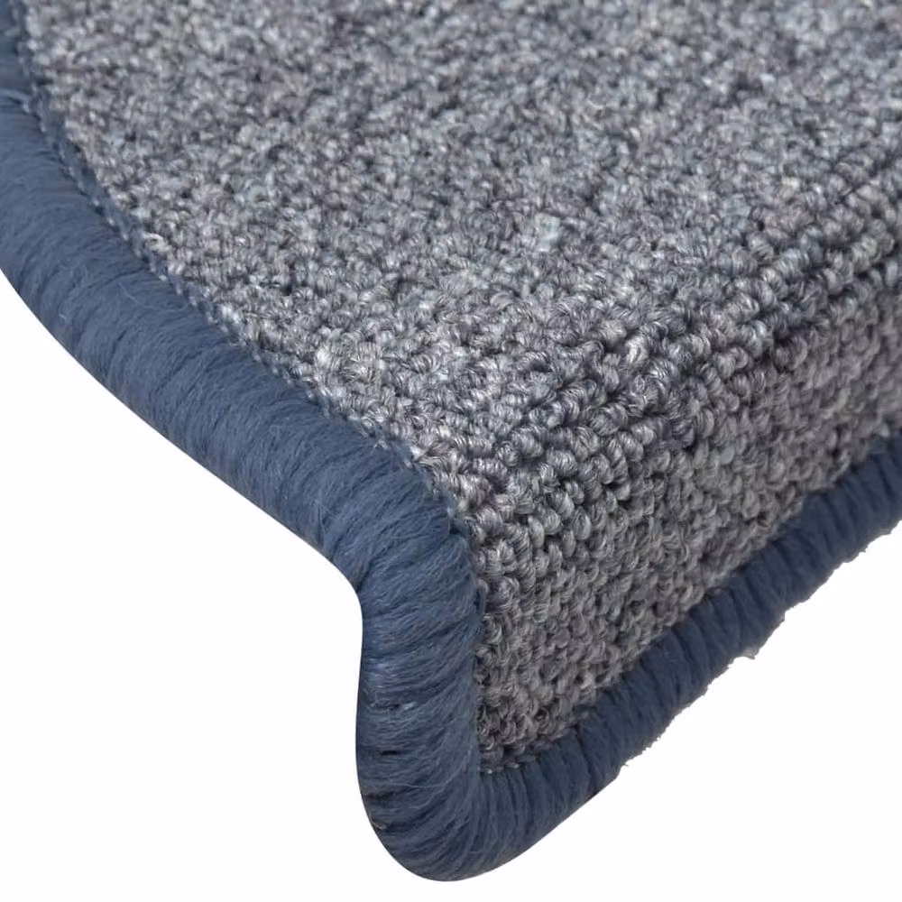 Berkfield Home Self-Adhesive Carpet Stair Treads, 15 Pieces, Light Grey and Blue, W: 56 cm, D: 17 cm, H: 3 cm – 4