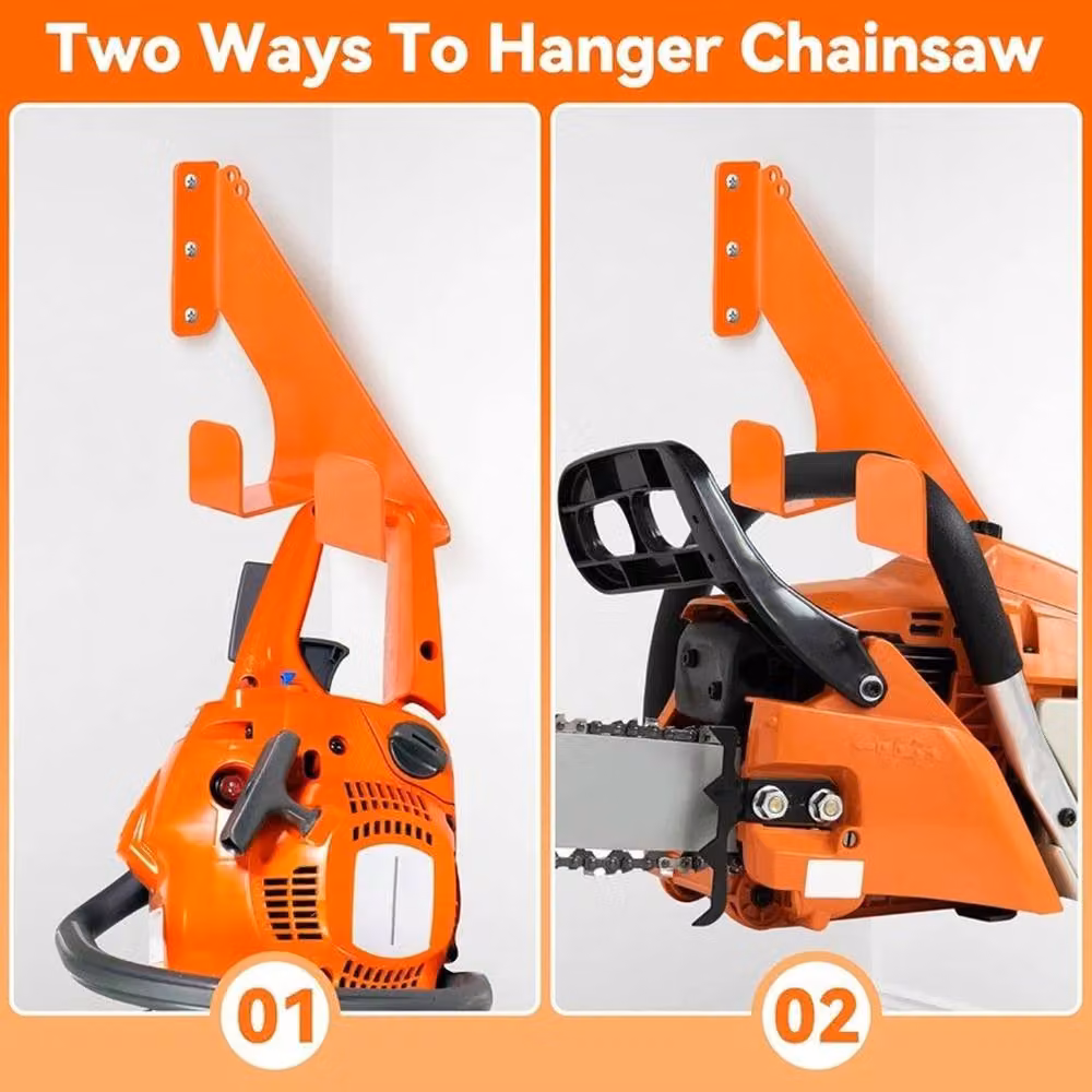 NESTLUNE Heavy Duty Wall Mounted Chainsaw Holder Hanger Rack in Orange, W: 52 cm – 2